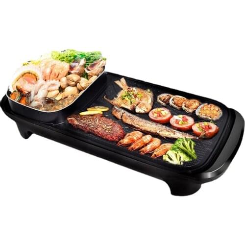 Single pot Electric grill multi-function household hot pot dual-use baking pan fried meat barbecue machine smokeless grill bbq