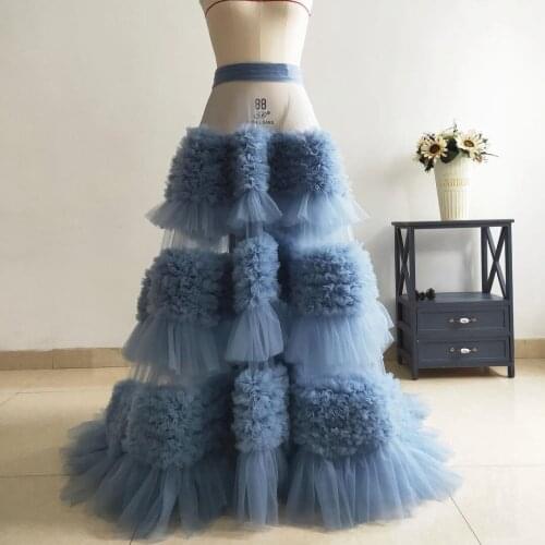 Fashion Sexy Elegant Skirt A-Line Floor Length Women Skirt Tulle Ruffle Layered Lace Evening Skirt Plus Size Custom Made