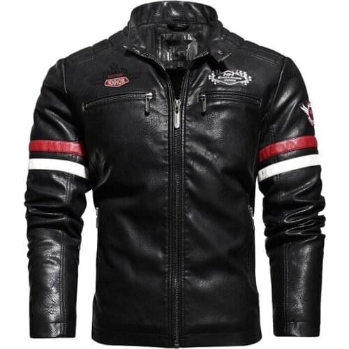 Mens Leather Jackets Mens Spring Autumn Motorcycle Leather Jacket Coat Fashion Embroidery PU Leather Coat Male Jaqueta de couro