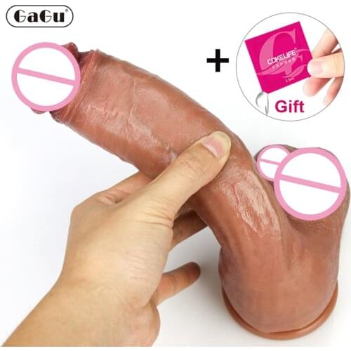 GaGu Soft liquid silicone Realistic dildo for women sex toys adult Strong sucker Cup Skin feel penis Couple G point Masturbation