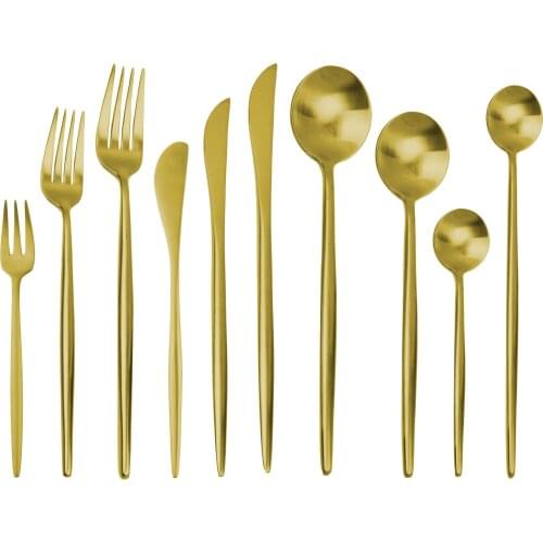 Gold Cutlery Set 18/10 Stainless Steel Cutlery Set Chopsticks Butter Knife Dessert Spoon Dinner Fork Tea Ice Spoon Tableware Set