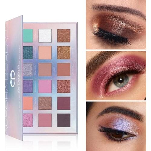 O.TWO.O 2021 New 18Colors Eyeshadow Palette Pigmented Powder Easy to Blend Rich Color Aurora Borealis Eye Shadow Makeup