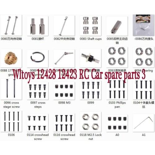 Wltoys 12428 12423 RC Car Original Spare parts screw drive shaft gear bearing differential set 3