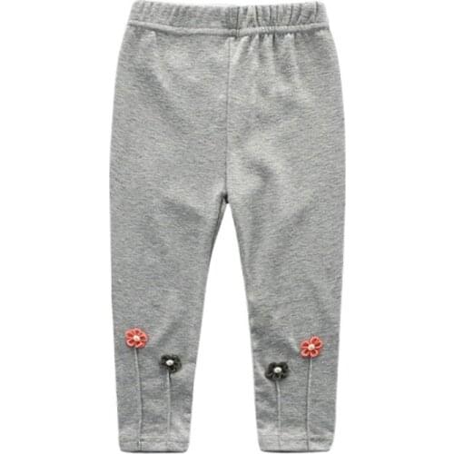 Autumn Fashion Girls Small Flower Embroidered Leggings Children Leggings Pants Baby Kids Clothing
