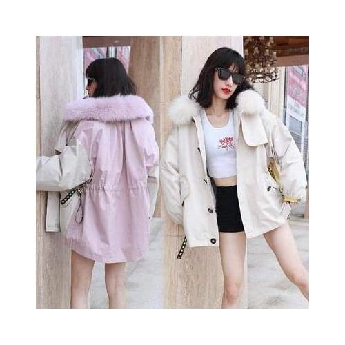 Real Fur Coat Women Winter Jacket Real Fox Fur Parka Outwear Thick Warm Rex Rabbit Fur Liner Streetwear Fashion New