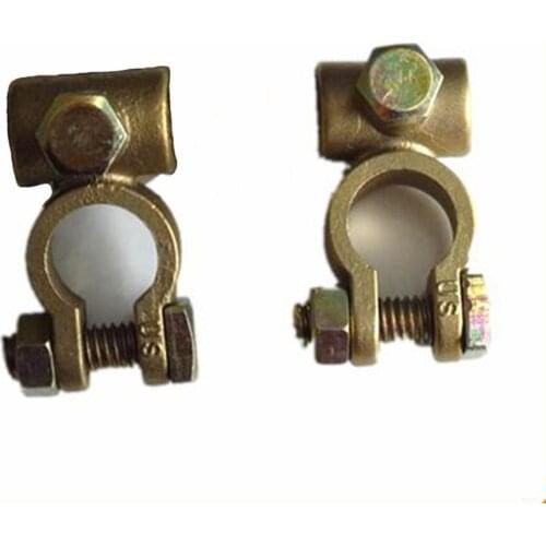 A Pair Pure Copper Battery Pile Head Clip(Brass and then copper plating) Car Battery Connector General Positive and Negative 19M