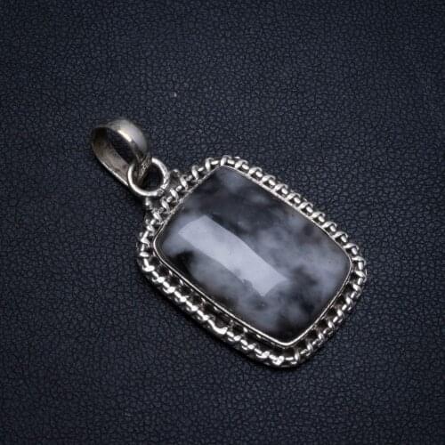 Natural Pinolith Jasper Handmade Boho 925 Sterling Silver Pendant 1 1/2" T0034