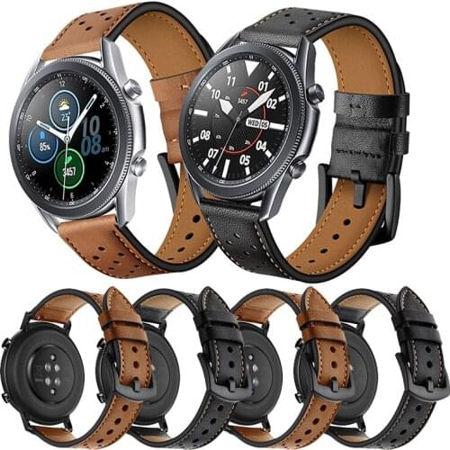 Genuine Leather Strap For Gear Sport/S2 S3 42/46mm Band Bracelet For Samsung Galaxy Watch 3 Active 2 41/45mm 20mm 22mm Watchband