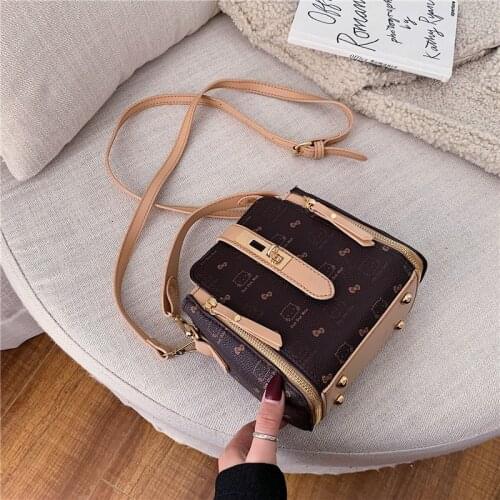 PU Leather Women Luxury Designer Handbags 2021 Shopper Bag Fashion Korean Style Cartoon Cat Bow Print Joker Bucket Crossbody Bag