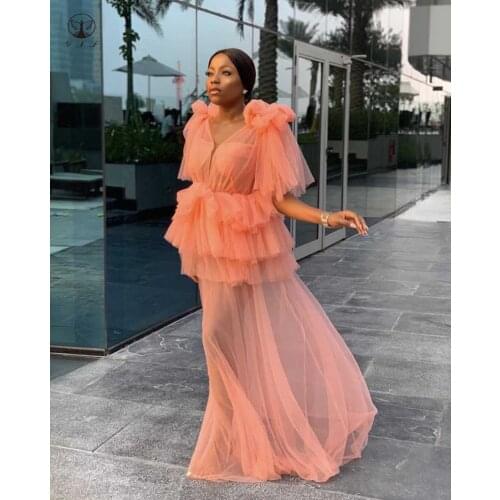 Sexy Vestidos De Formature Plunging V Neck Sleeveless Sheer Backless Floor Length Orange Prom Dresses