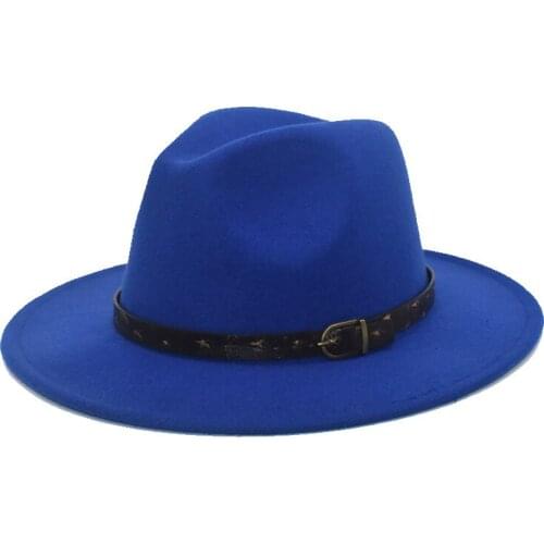Men Fedoras For Women Spring Wool Hats Black Jazz Caps Wide Brim Gentleman Elegant Lady Vintage Hat F69
