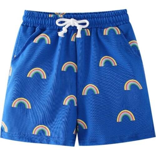 27kids Clothes Shorts Summer Rainbow Pattern Cotton Belt Teenager and Childern Pants Toddler Casual Style 2-7Years