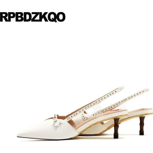 Pointed Toe Rivet Size 33 Sandals Pumps Stiletto Black Slip On White Fashion Stud Slingback Designer Women Luxury 2021 Shoes