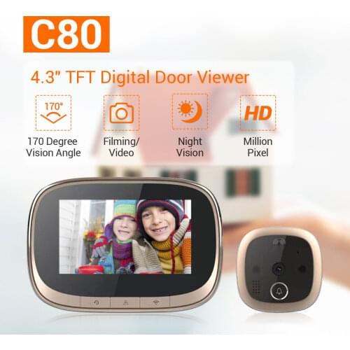 4.3Inch 170 Degree Video Doorbell Camera 1080P WiFi Visual Doorbell Call Intercom Infrared Night Vision Security Monitoring