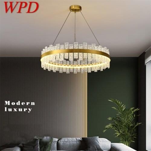 WPD Pendant Lights Modern Gold Luxury Brass Round LED Lamp Fixture For Home Decoration