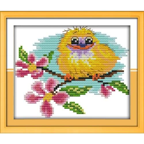 The yellow bird cross stitch kit cartoon 11ct count canvas stitches embroidery DIY handmade needlework plus