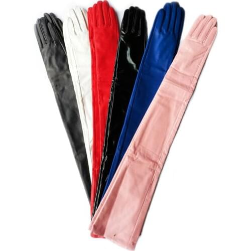 Women 75cm long super long opera real leather evening long gloves multi colors