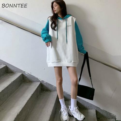 Women Sets 2 Piece Oversize Letter Hooded Long Tops Loose O-neck Sleeveless Vest Korean Style Ulzzang Chic Streetwear Leisure