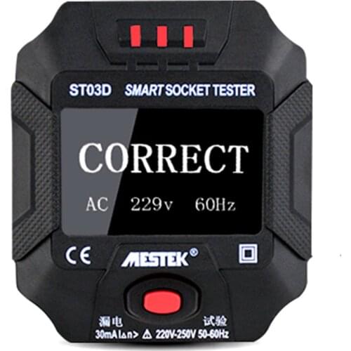 MESTEK Socket Testers Voltage Test Socket Detector EU/US/UK Plug Ground Zero Line Plug Polarity Phase Check like HT106d