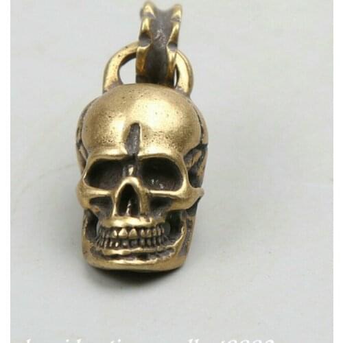 1.1" Chinese Bronze Skull Human Skeleton Head Cranium Originality Small Pendant