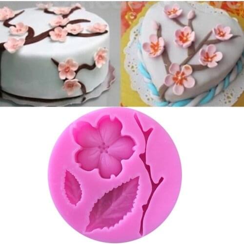 1PC Peach Blossom Shape Fondant Moulds Silicone Cake Mold Soap Chocolate Stencils Kitchen Pastry Baking Tools Silicone Forms