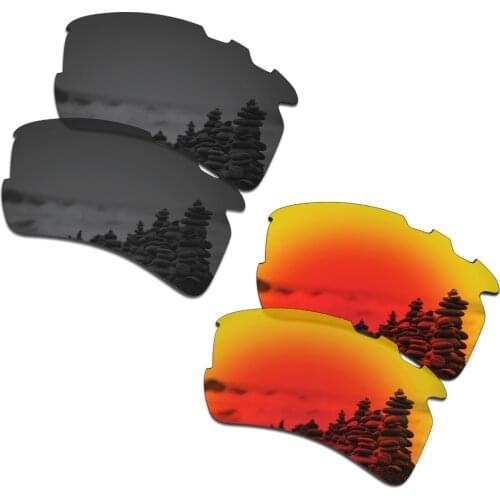 SmartVLT 2 Pairs Polarized Sunglasses Replacement Lenses for Oakley Flak 2.0 XL Vented Stealth Black and Fire Red