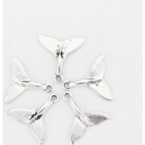 20pcs Whale Tail Charms Pendants Beads For Necklace Jewelry Making Findings 18x19mm