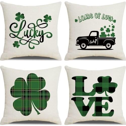 20 Pcs St. Patricks Day Throw Pillow Covers 18 inch Cushion Pillow Case Plaid Truck Shamrock Holiday Home Decor Wholesale X2