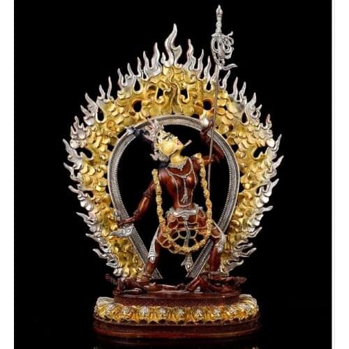 38CM large good grade gold gilding Buddha brass statue HOME family effective protection Tibetan Vajrayogini dakinis Buddha