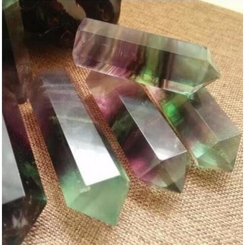 4pcs Natural 60*18mm purple green fluorite QUARTZ CRYSTAL WAND POINT HEALING