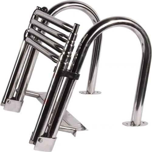 4 Step Marine Boat Folding Ladder Thickened 316 Stainless Steel Telescoping Ladder Swim Platform Boat Accessories Yacht Ladder N