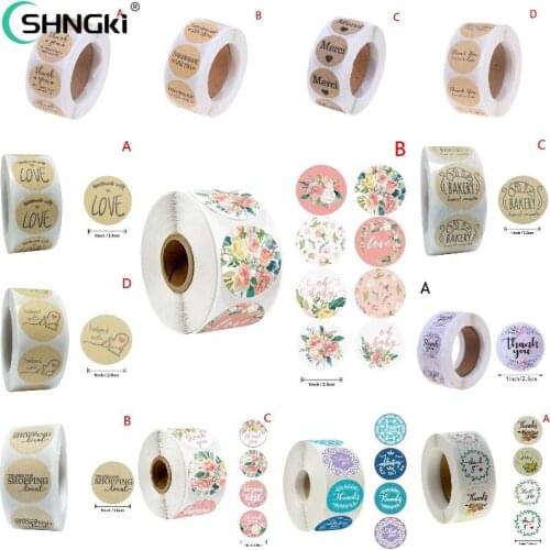 500pcs Round Labels Handmade Kraft Paper Packaging Sticker For Candy Dragee Bag Gift Box Packing Bag Wedding Thanks Stickers