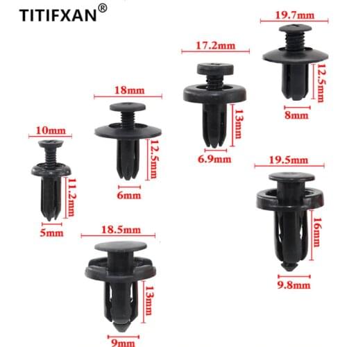 20Pcs 5mm 6mm 7mm 8mm 9mm 10mm Hole Car Bumper Plastic Rivets Trim Fastener Auto Door Trim Panel Grills Clips for Nissan Toyota