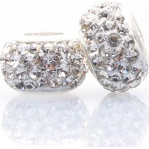 8mm*12mm 50pcs/lot mixed multicolor D8454 disco bracelet diy silver plated Big Hole Beads European bead jewelry crystal