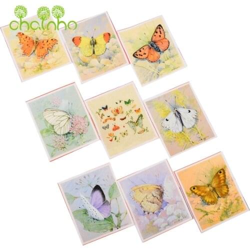 Chainho,Butterfly Matchbox Hand Dyed Cotton Fabric,Small Size,DIY Sewing Quilting Bags,Toys,Home Decoration Material,9 pcs 5x6cm