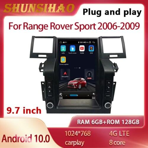 ShunSihao tesla Style car radio GPS navi for Range Rover Sport 2006 Autoradio multimedia CarPlay tape recorder Android 10 128GB