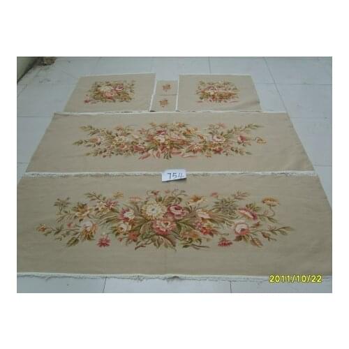 Free Shipping French Aubusson hand woven Wool sofa and chair cover set 1:4 with arms, Aubusson Silk sofa cover set, PINK, RED