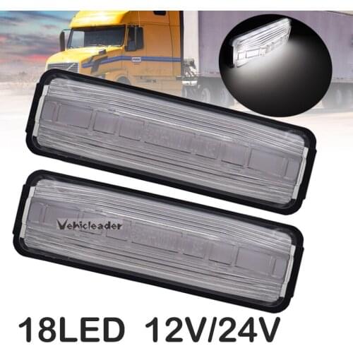 2Pcs 12V/24V Car Truck Waterproof Side Marker Light Side Light Turn Signal Light 18LED Van Caravan Lorry Trailer Clearance Light