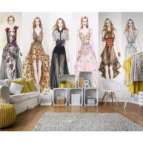 XUE SU Large custom wallpaper mural fashion girl clothing store barber shop background wall cloth optional material
