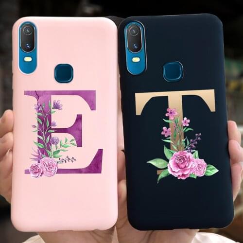 Alphabet Letter Name Flower Silicone Phone Cases For VIVO Y11 2019 Soft TPU Back Cover For ViVO Y11 1906 1906_20 Coque Fundas