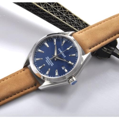 Corgeut-41MM Mens Watch NH35 ,Miyota8215 Automatic Movement Waterproof Luminous Sapphire Glass High Quality Silver 316l SS Case