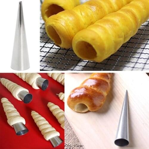 DIY Baking Cones Stainless Steel Spiral Baked Croissants Tubes Horn Pastry Roll Cake Mold Bakeware
