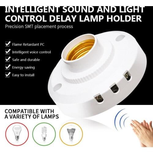 E27 Sound Voice Control Delay Base Lamp Holder Light Bulb Switch Adapter E27 Thread Voice Sensor Auto On Off Night Light
