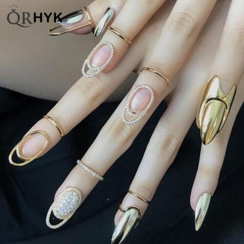 Gothic Metal Line Thin Nail Rings for Women Daily Fingertip Protective Cover Fashion Jewelry