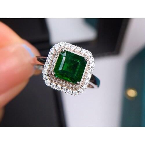 E623 Emerald Ring Pure 18K Gold Jewelry Nature Green Emerald 1.3ct Gemstone Diamond Female Rings for women Fine Ring