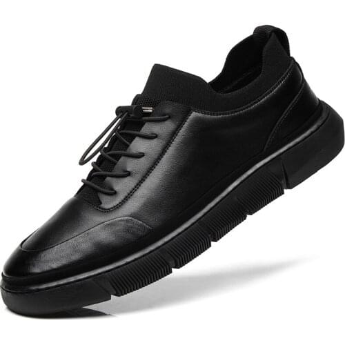 Leather Black Casual Shoes Mens Lace-up Flat Shoes Sneakers Designer Shoes Men Zapatos Para Hombre Breathable Oxfords
