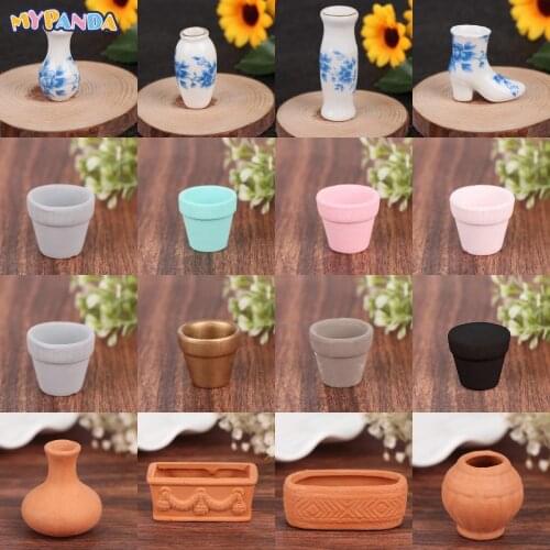 1:12 Scale Dollhouse Miniature Porcelain Ceramic Flower Vase Dolls House Accessories Pretend Play Furniture Toys for Kids