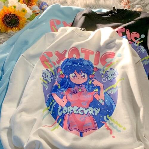 Cartoon Girls Kawaii Japanese Hip Hop Sweatshirt Women Graphic Anime Hoodie Pullovers Clothes for Teens 2021 New Winter Tops