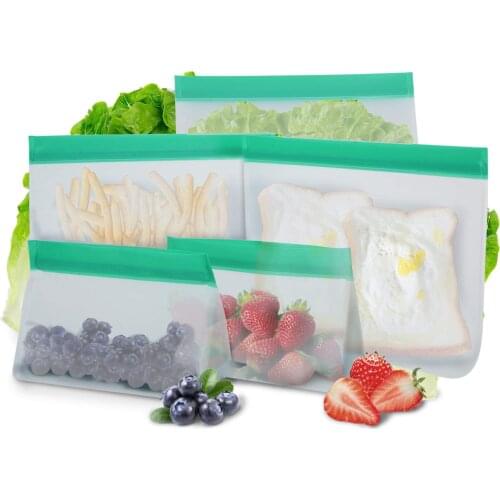 Reusable Stand UP PEVA Bags Freezer BPA FREE Freezer Zip Lock Lunch Bags for Food
