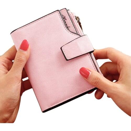 Fashion Female Purse Short Purse Lady Letter Zipper Coin Purse Solid Vintage Matte Women Wallet /BY